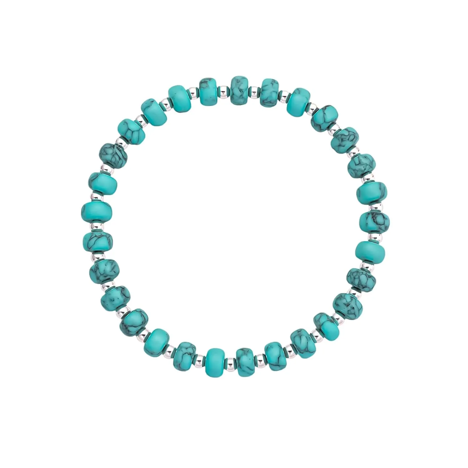 Teachers Appreciation Gift - 925 Sterling Silver Genuine Turquoise Bead Bracelet Charm Authentic Real Western Country Jewelry for Women Anniversary Birthday Beach Summer