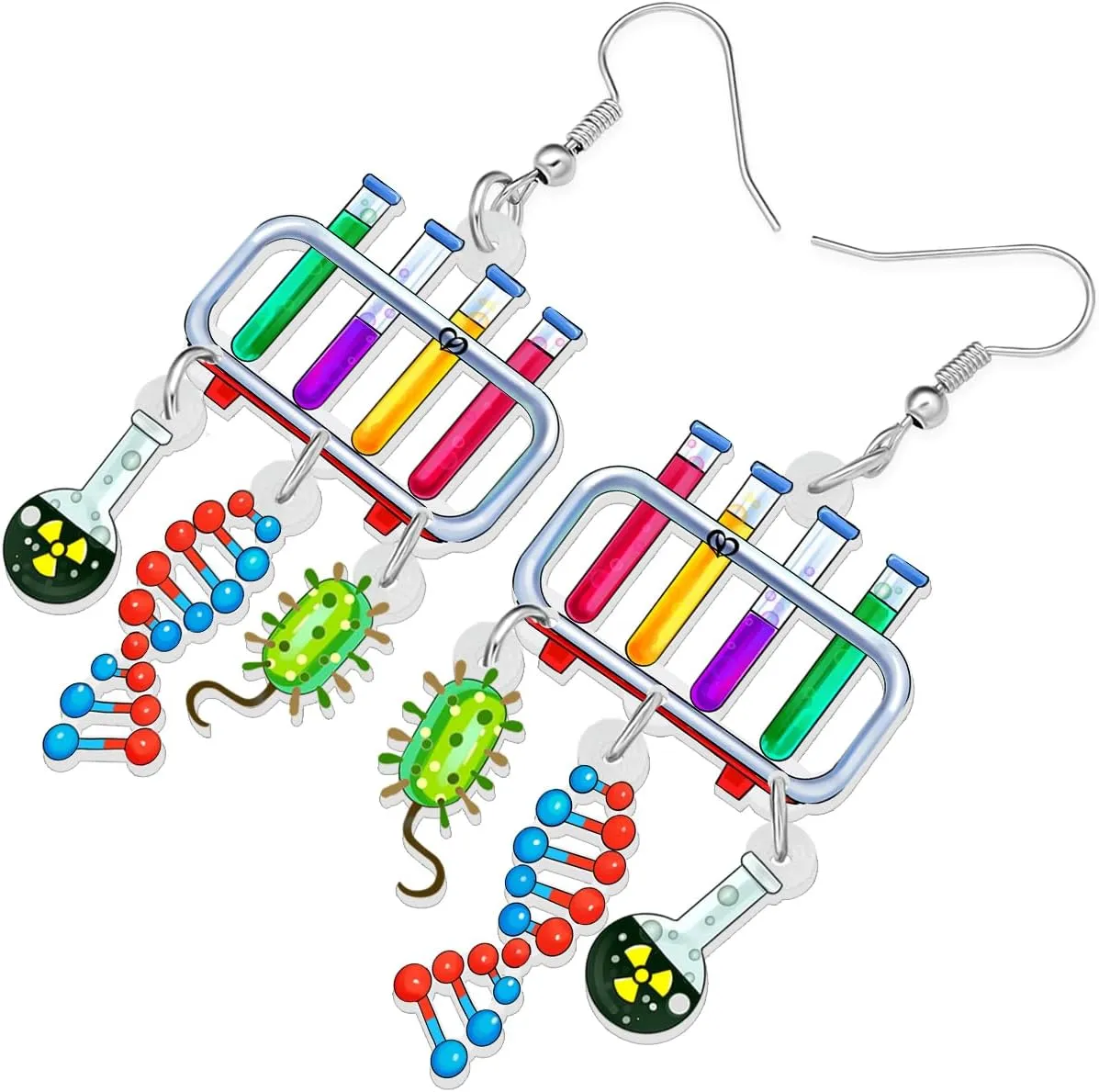 Teacher's Day Acrylic Colorful Chemical Experiment Tube Earrings Dangle Novelty Glass Beakers Jewelry For Women Charms Gifts