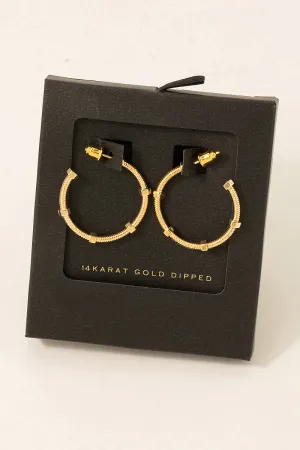 Textured Hoop Earrings // 14k Gold Dipped