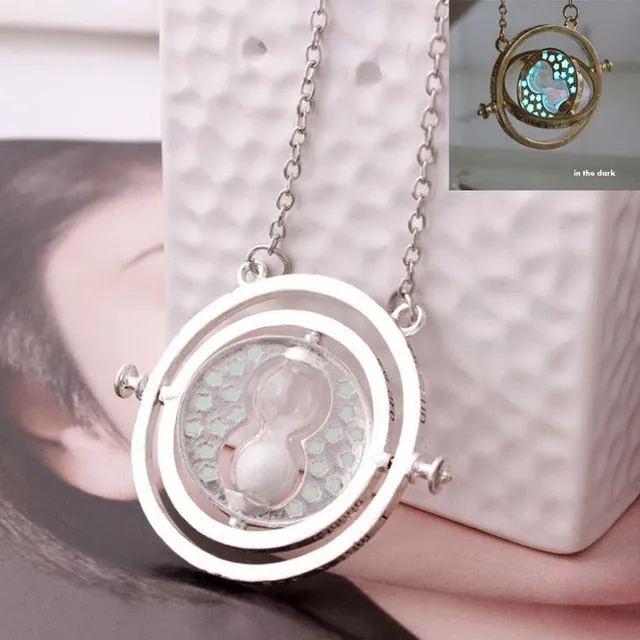 Time-Turner Necklace Pendant Hourglass Necklaces GLOW in the DARK night for boy girl women men necklace Holiday gift