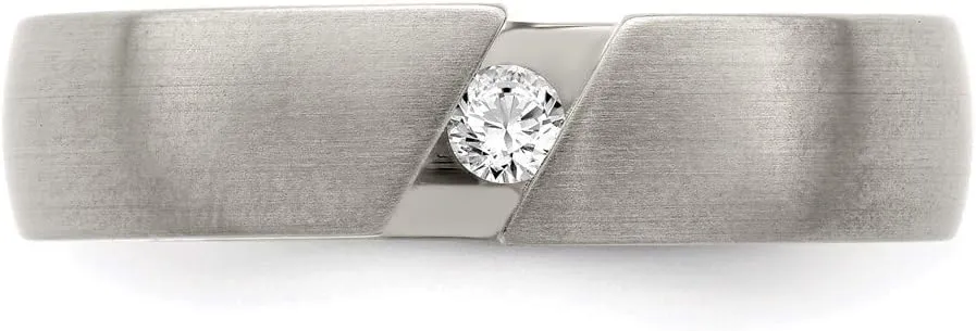 Titanium Brushed Diamond 6mm Bridal Engagement Wedding Band Ring Fine Jewelry For Women Gifts For Her