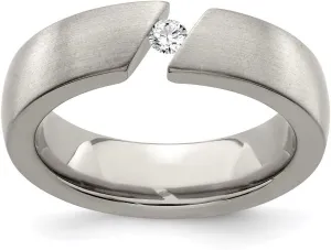 Titanium Brushed Diamond 6mm Bridal Engagement Wedding Band Ring Fine Jewelry For Women Gifts For Her
