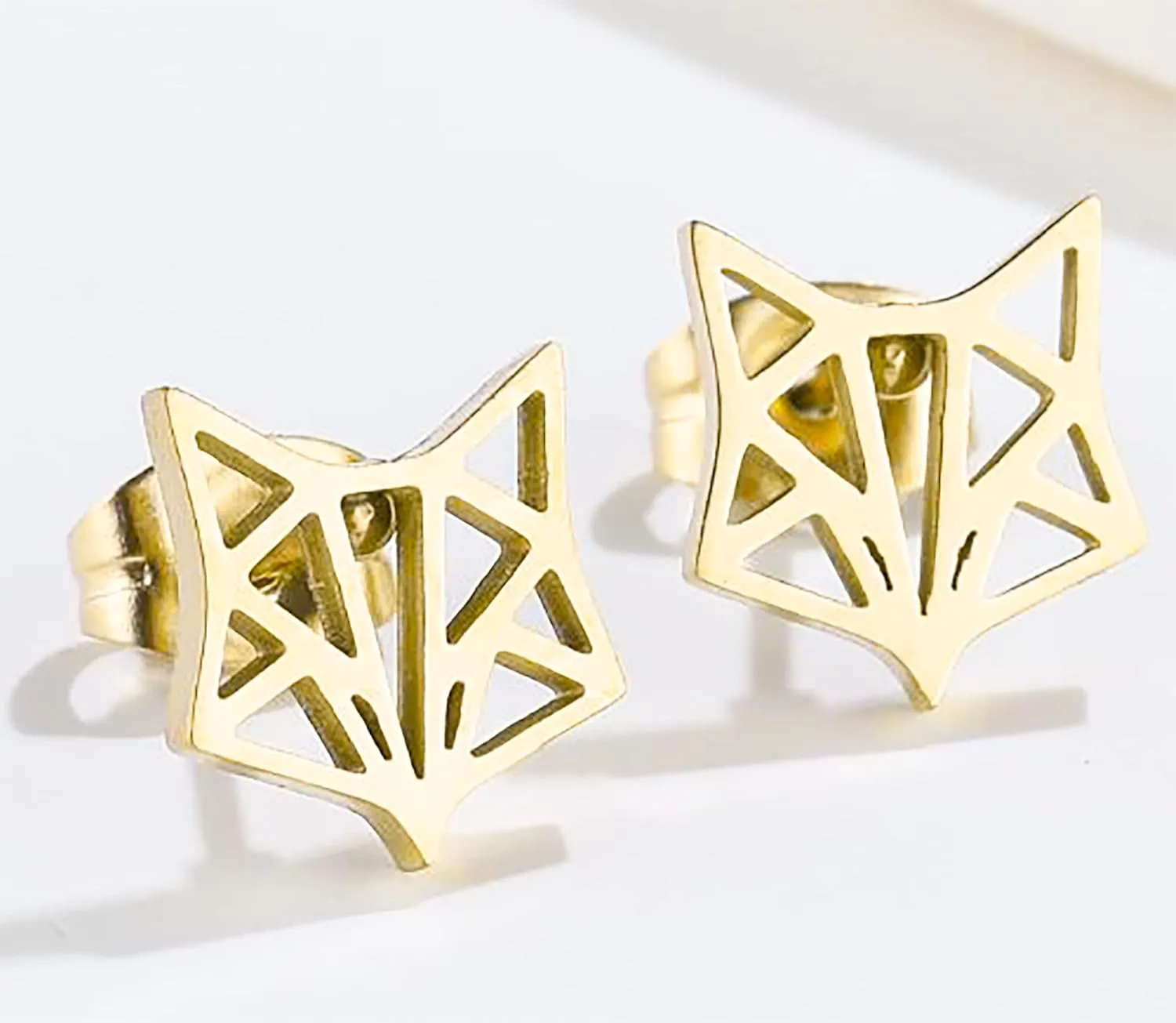 Titanium Fox Stud Earrings, Non Tarnish Earrings, Implant Grade Titanium Waterproof Earrings, Vintage Style Earrings, Minimal Earrings