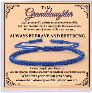 To My Granddaughter Cherry Knot Bracelet, Granddaughter Bracelet Gift From Grandma Adjustable Hand Woven Braided Bracelets for Women Birthday Jewelry Gifts