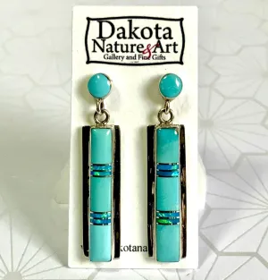 Traditional Design Sleeping Beauty Turquoise Inlay Earrings