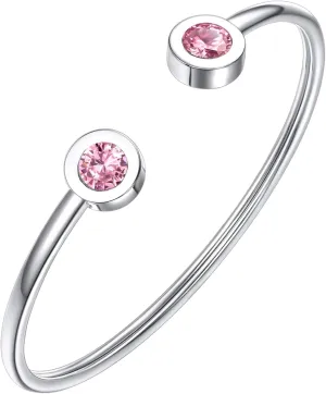 Trendy Stainless Steel/Gold Plated Birthstone Bangle Bracelet for Women Cuff Bracelets Birthday/Valentine's Day Jewelry(with Box)