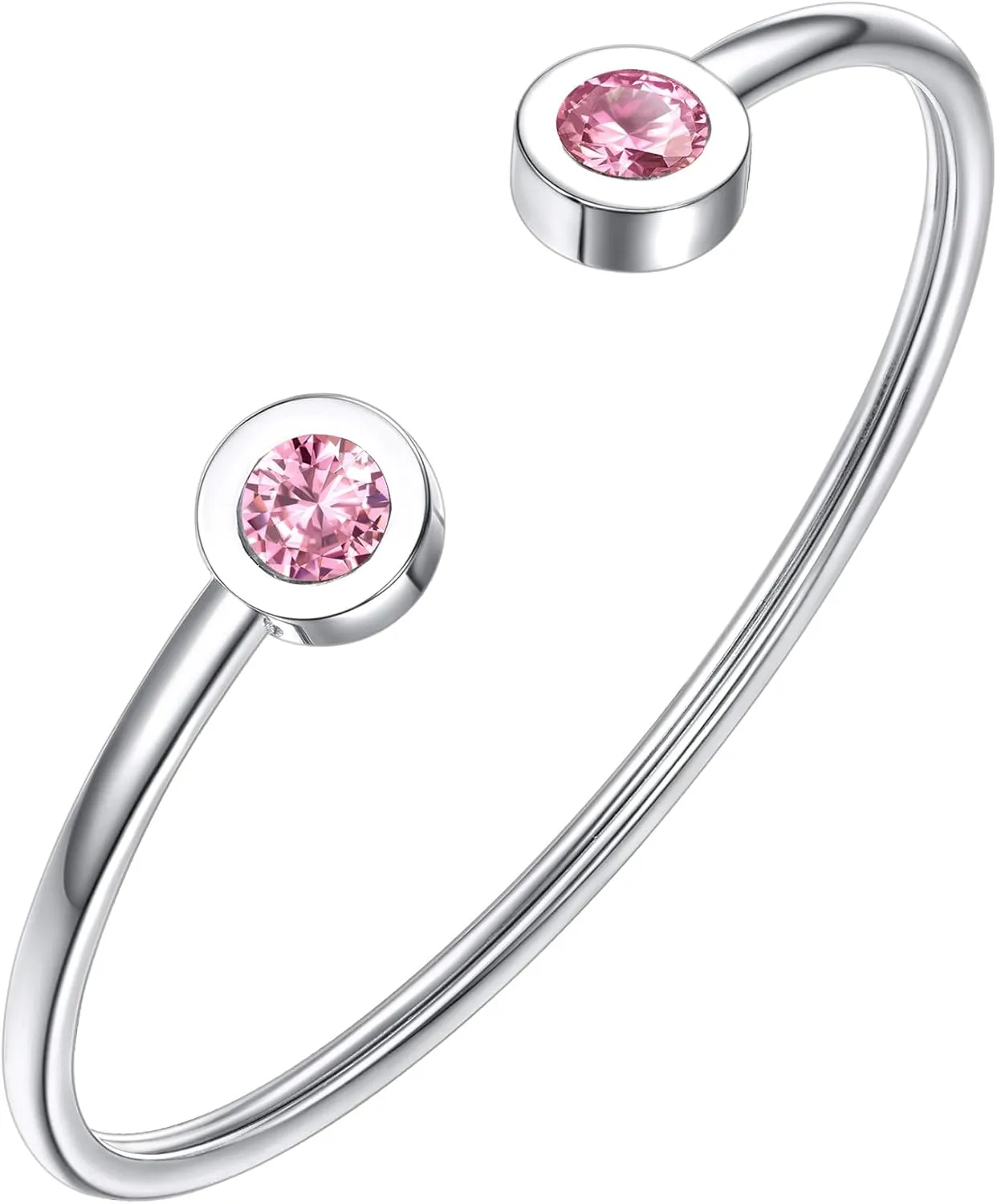 Trendy Stainless Steel/Gold Plated Birthstone Bangle Bracelet for Women Cuff Bracelets Birthday/Valentine's Day Jewelry(with Box)
