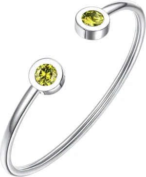 Trendy Stainless Steel/Gold Plated Birthstone Bangle Bracelet for Women Cuff Bracelets Birthday/Valentine's Day Jewelry(with Box)