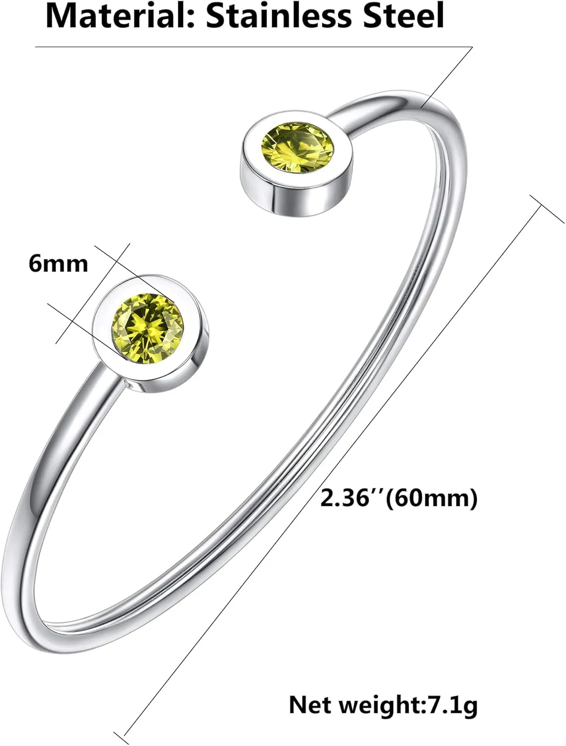 Trendy Stainless Steel/Gold Plated Birthstone Bangle Bracelet for Women Cuff Bracelets Birthday/Valentine's Day Jewelry(with Box)