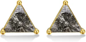 Triangle Stud Earrings 14K Gold Plated Sterling Silver Triangle Gemstone Stud Earrings For Women