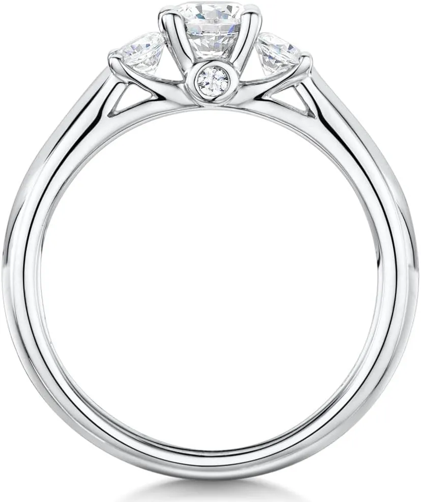 Trillium Moissanite Engagement Ring for Her - 3.3 Ct Round Cut Colorless Moissanite Promise Ring - Wedding Bridal Rings Platinum Plated Sterlung Silver Ring - Causal Classic Office Wear Jewelry