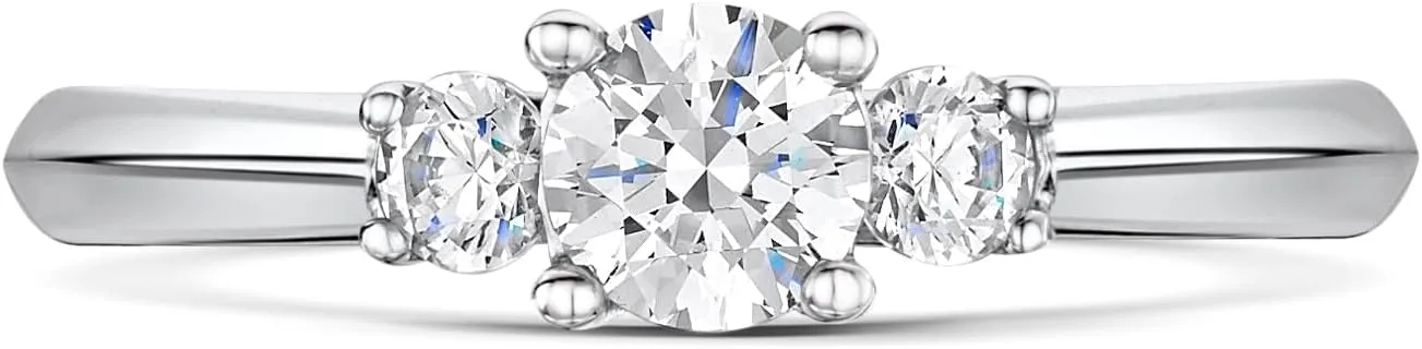 Trillium Moissanite Engagement Ring for Her - 3.3 Ct Round Cut Colorless Moissanite Promise Ring - Wedding Bridal Rings Platinum Plated Sterlung Silver Ring - Causal Classic Office Wear Jewelry
