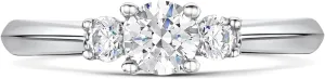 Trillium Moissanite Engagement Ring for Her - 3.3 Ct Round Cut Colorless Moissanite Promise Ring - Wedding Bridal Rings Platinum Plated Sterlung Silver Ring - Causal Classic Office Wear Jewelry