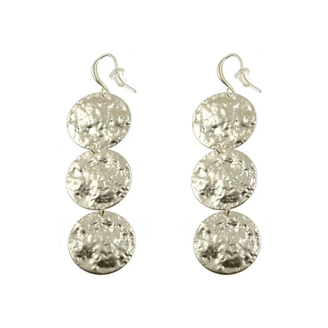 Triple Silver Coin Earrings