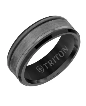 Triton 8mm Grey Tungsten Contemporary Band