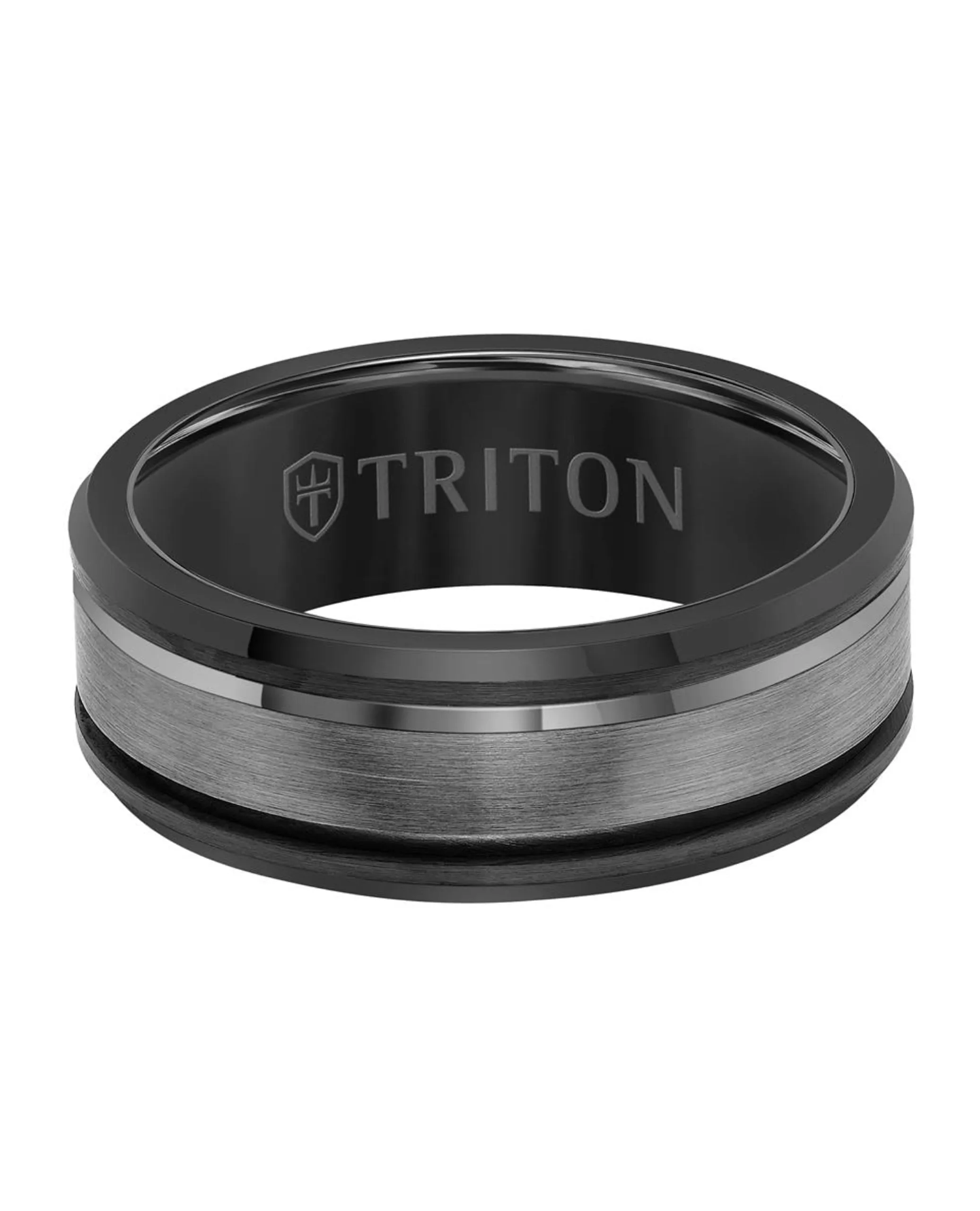 Triton 8mm Grey Tungsten Contemporary Band