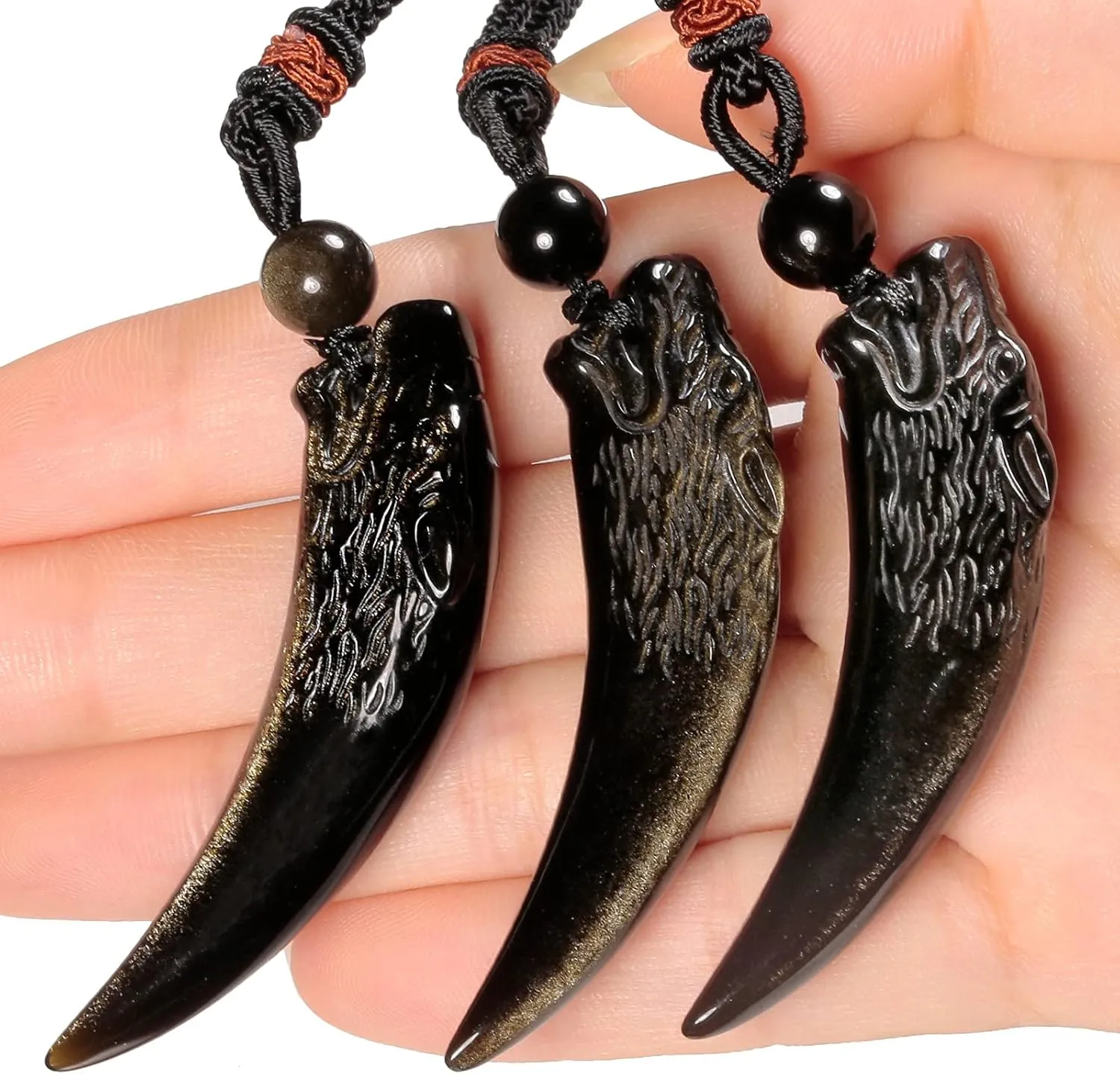 TUMBEELLUWA Natural Golden Obsidian Pendant Necklace for Unisex Adjustable Handcrafted Good Luck Crystal Stone Necklace