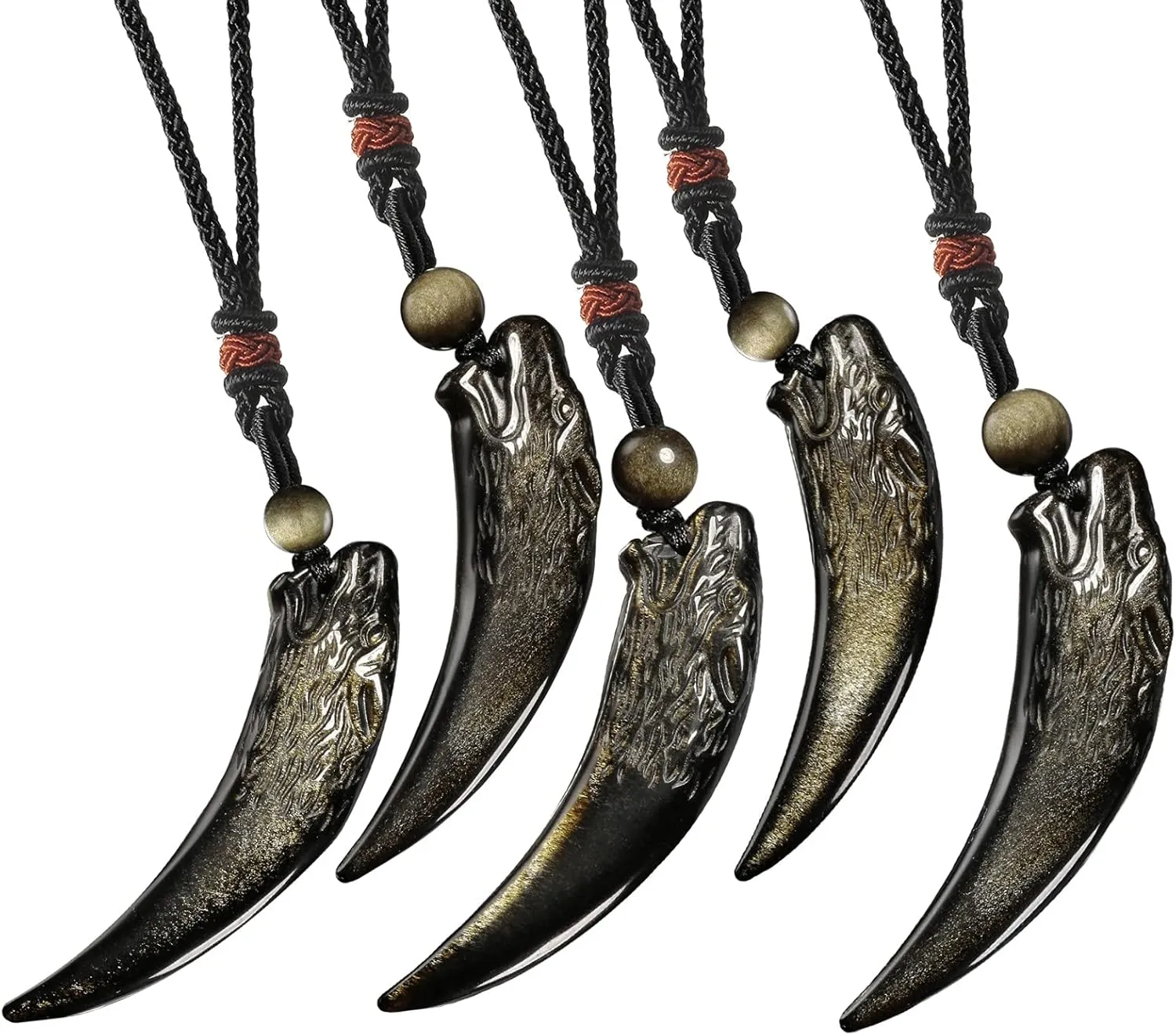 TUMBEELLUWA Natural Golden Obsidian Pendant Necklace for Unisex Adjustable Handcrafted Good Luck Crystal Stone Necklace