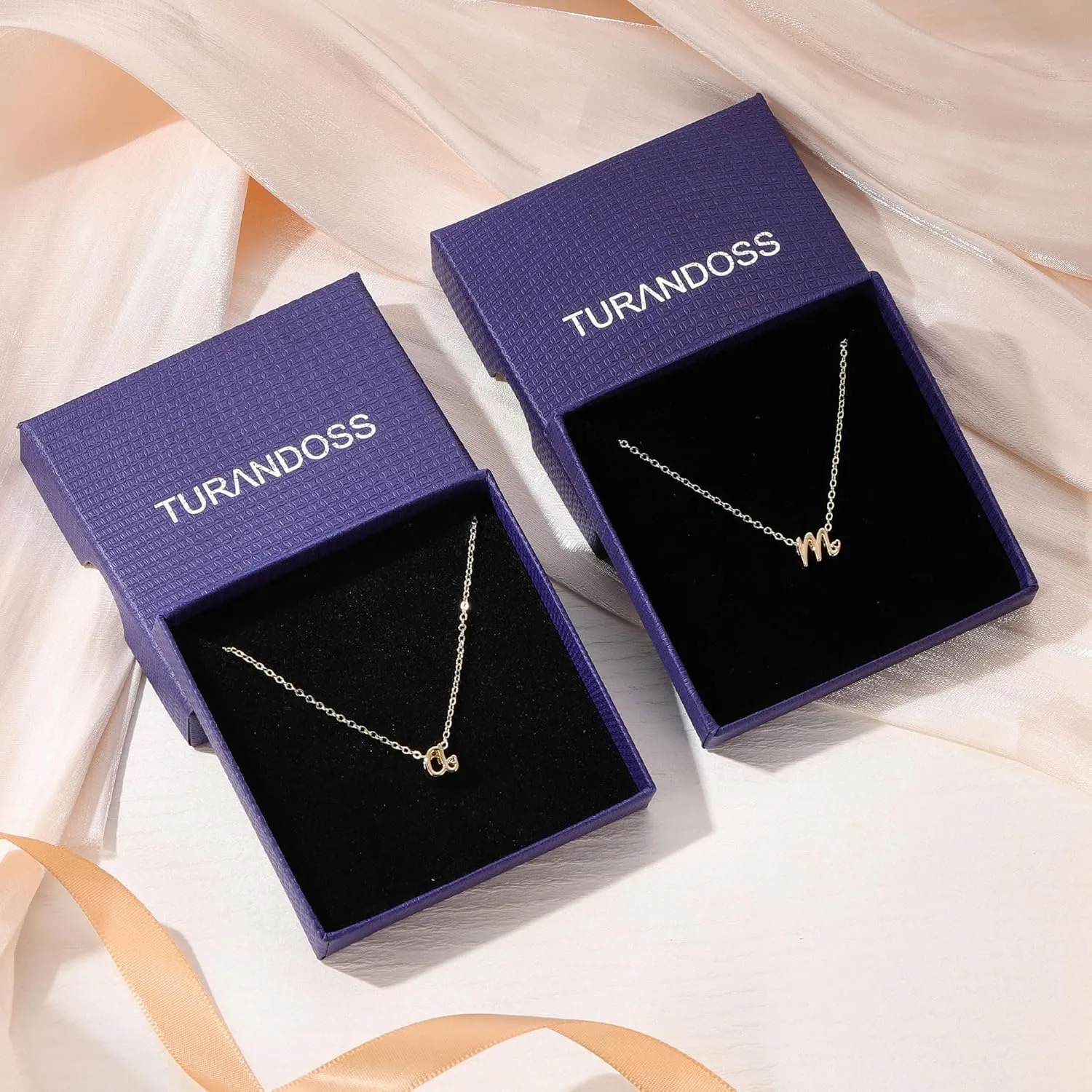 Turandoss Layered Cursive Initial Heart Necklaces for Women Girls Trendy, Dainty 14K Gold Plated Cubic Zirconia Necklace Stack Letter A-Z Pendant Necklace Birthday Gifts for Women Teen Girls Jewelry