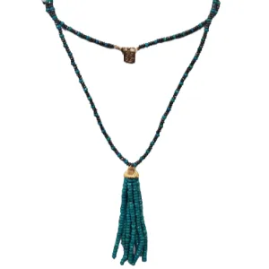 Turquoise Beaded Tassel Necklace