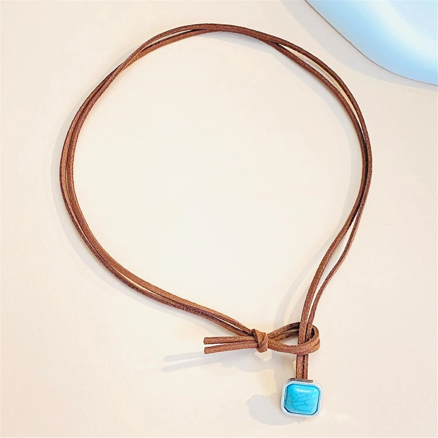 Turquoise Choker Necklace Handmade Layered Boho Minimalist Western Beaded Turquoises Heart Bar Pendant Necklace lightning Jewelry for Women