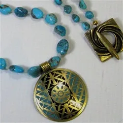 Turquoise Nugget Necklace with Medallion