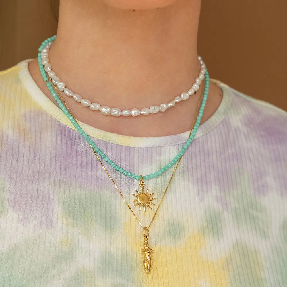 Turquoise Waters Glass Beaded Necklace