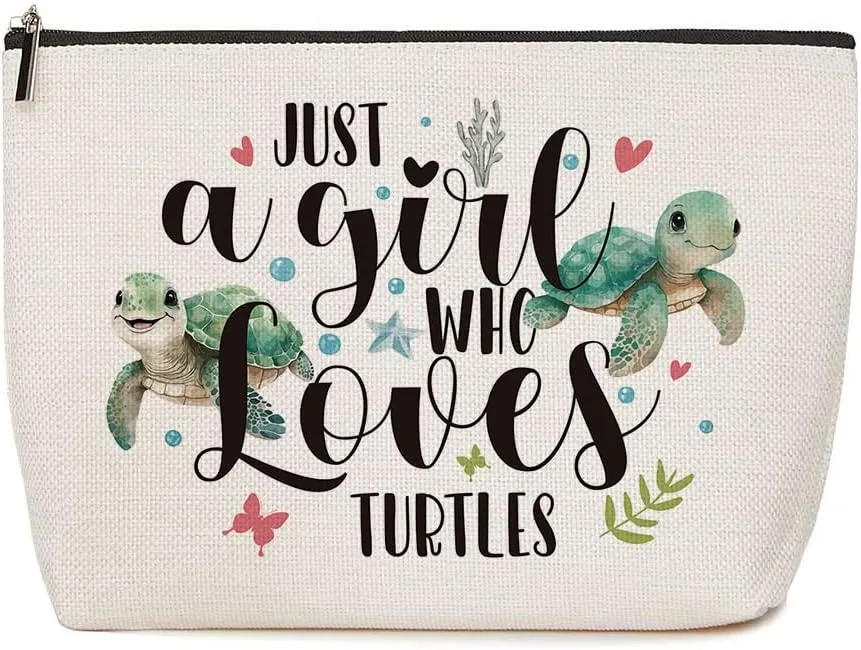 Turtle Gifts Sea Turtle Gifts for Women Just A Girl Who Loves Turtles Makeup Bag Sea Turtle Decor Birthday Gift for Turtle Lovers Christmas Gift Ideas for Daughter Sister Bestie Friends