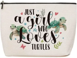 Turtle Gifts Sea Turtle Gifts for Women Just A Girl Who Loves Turtles Makeup Bag Sea Turtle Decor Birthday Gift for Turtle Lovers Christmas Gift Ideas for Daughter Sister Bestie Friends