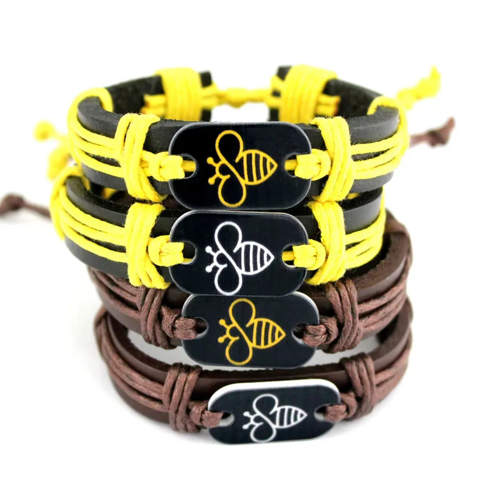 Turtle Tortoise Bee Honeybee Charm Leather Bracelets Women Men Unisex Jewelry Christmas Gift Drop Shipping
