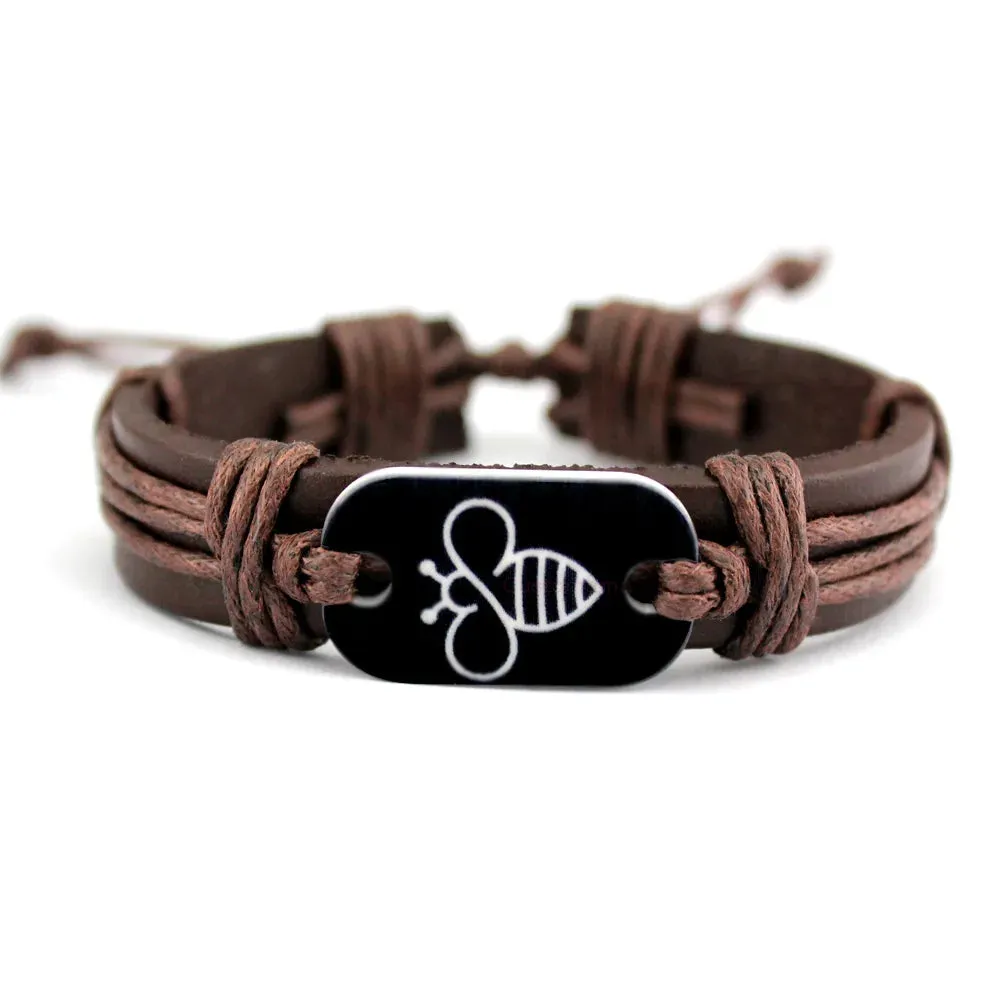 Turtle Tortoise Bee Honeybee Charm Leather Bracelets Women Men Unisex Jewelry Christmas Gift Drop Shipping