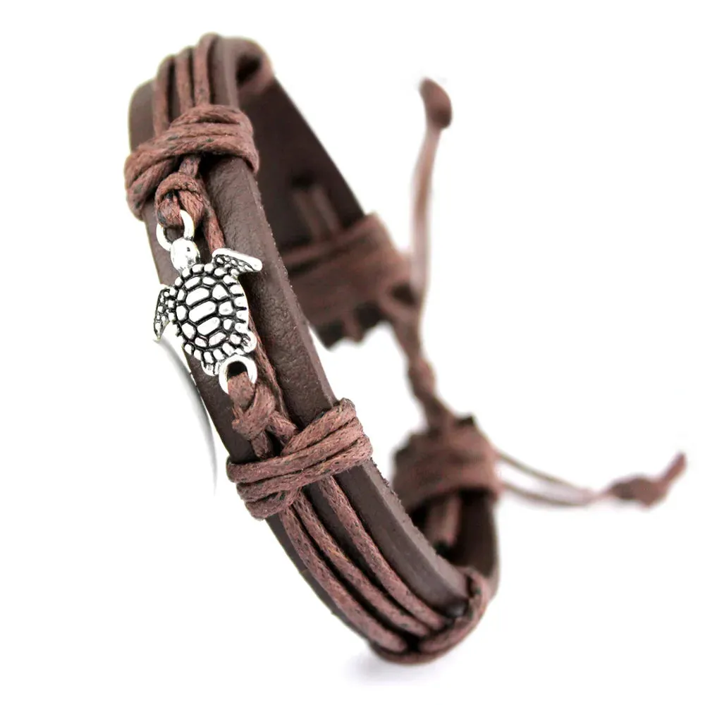 Turtle Tortoise Bee Honeybee Charm Leather Bracelets Women Men Unisex Jewelry Christmas Gift Drop Shipping