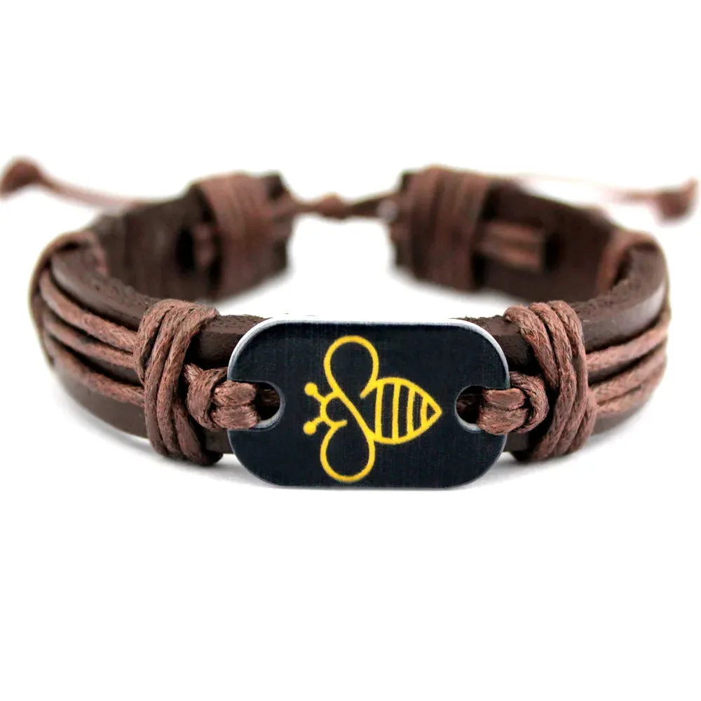 Turtle Tortoise Bee Honeybee Charm Leather Bracelets Women Men Unisex Jewelry Christmas Gift Drop Shipping
