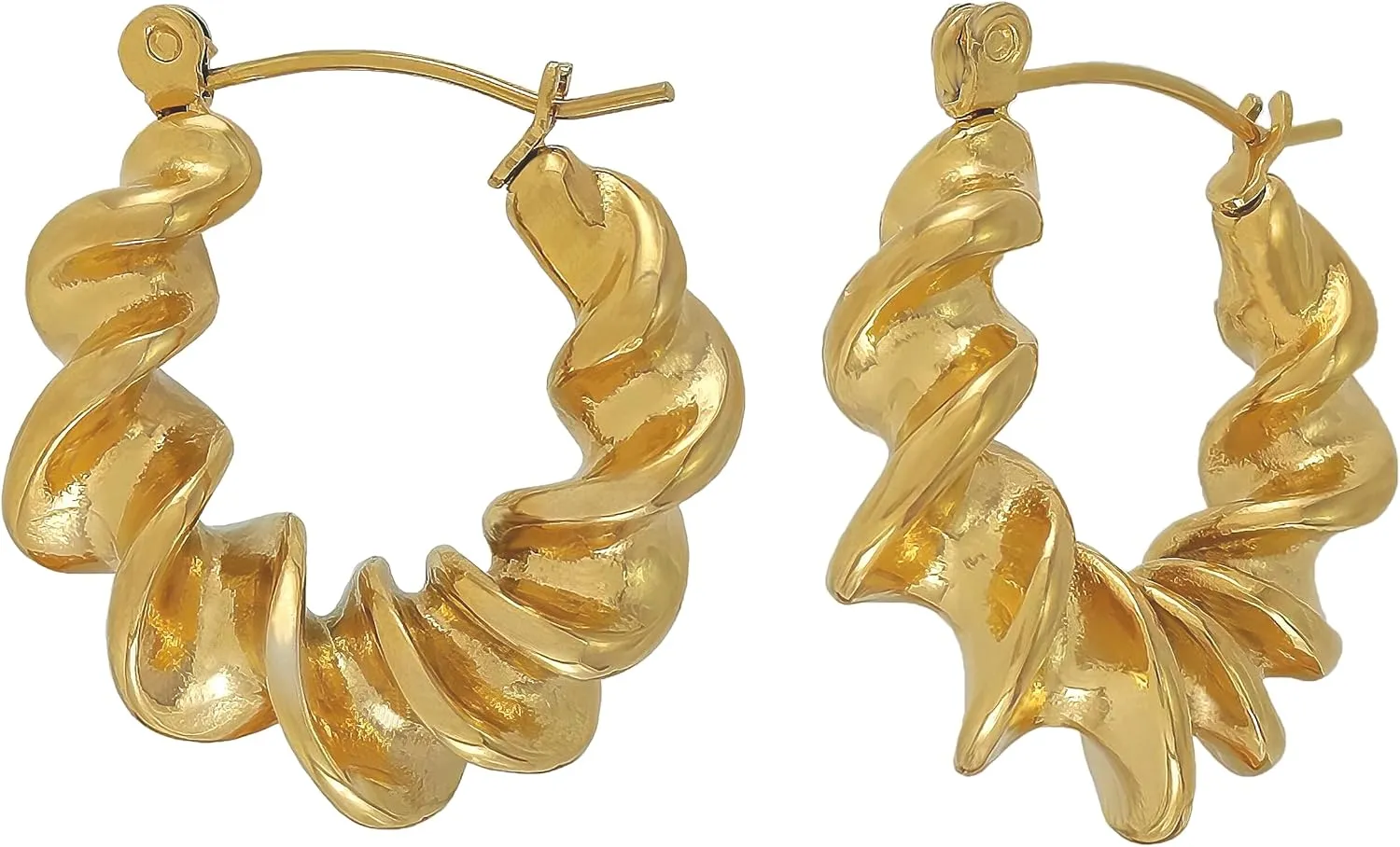 Twisted Rope Hoop Earrings, Chunky Gold Huggie Earrings, Thick Gold Plated Stainless Steel Earrings, Jewelry Gift for Women