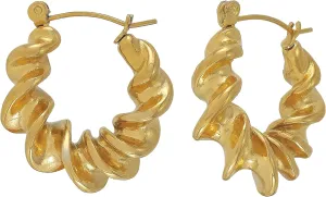 Twisted Rope Hoop Earrings, Chunky Gold Huggie Earrings, Thick Gold Plated Stainless Steel Earrings, Jewelry Gift for Women