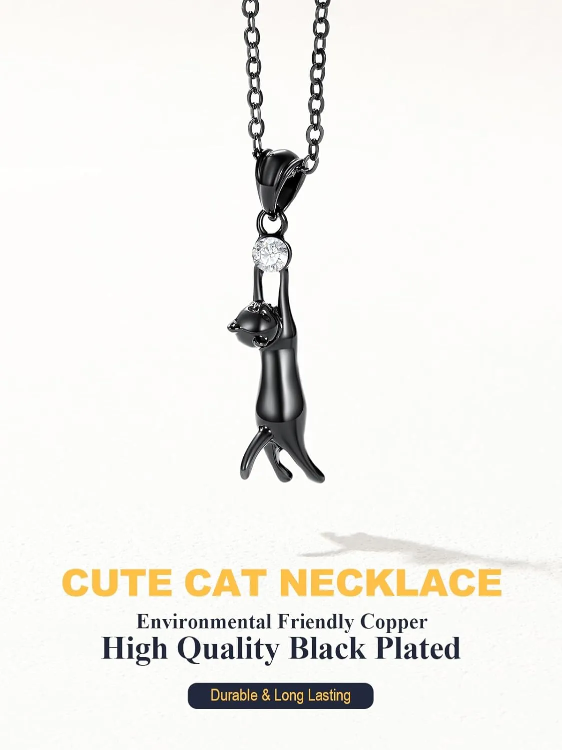 U7 Cat Pendant Necklace for Women Stainless Steel Cute Kitty Cat Jewelry Gift