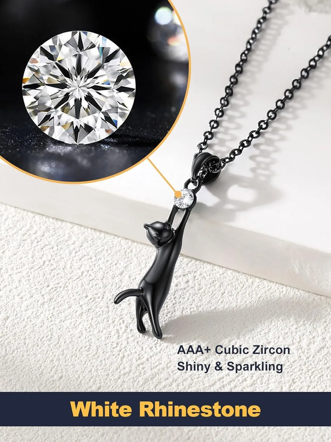 U7 Cat Pendant Necklace for Women Stainless Steel Cute Kitty Cat Jewelry Gift
