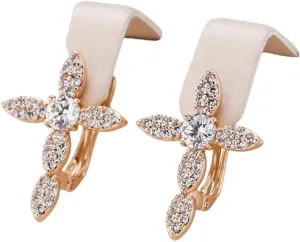 Unique 585 Rose Gold Color Cross Dangle Earrings for Women with Natural Zircon Accessories Daily Vintage Faith Jewelry