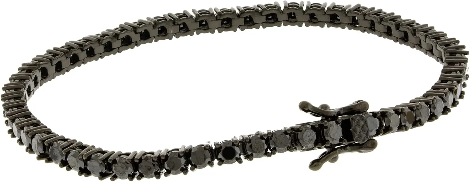 Unisex 1 Row Tennis Necklace Black Finish Lab Created Diamonds 3MM 4MM 5MM 6MM Solitaires Choker Tennis Chain 16-30 inches Bracelet 6.5-9 inches