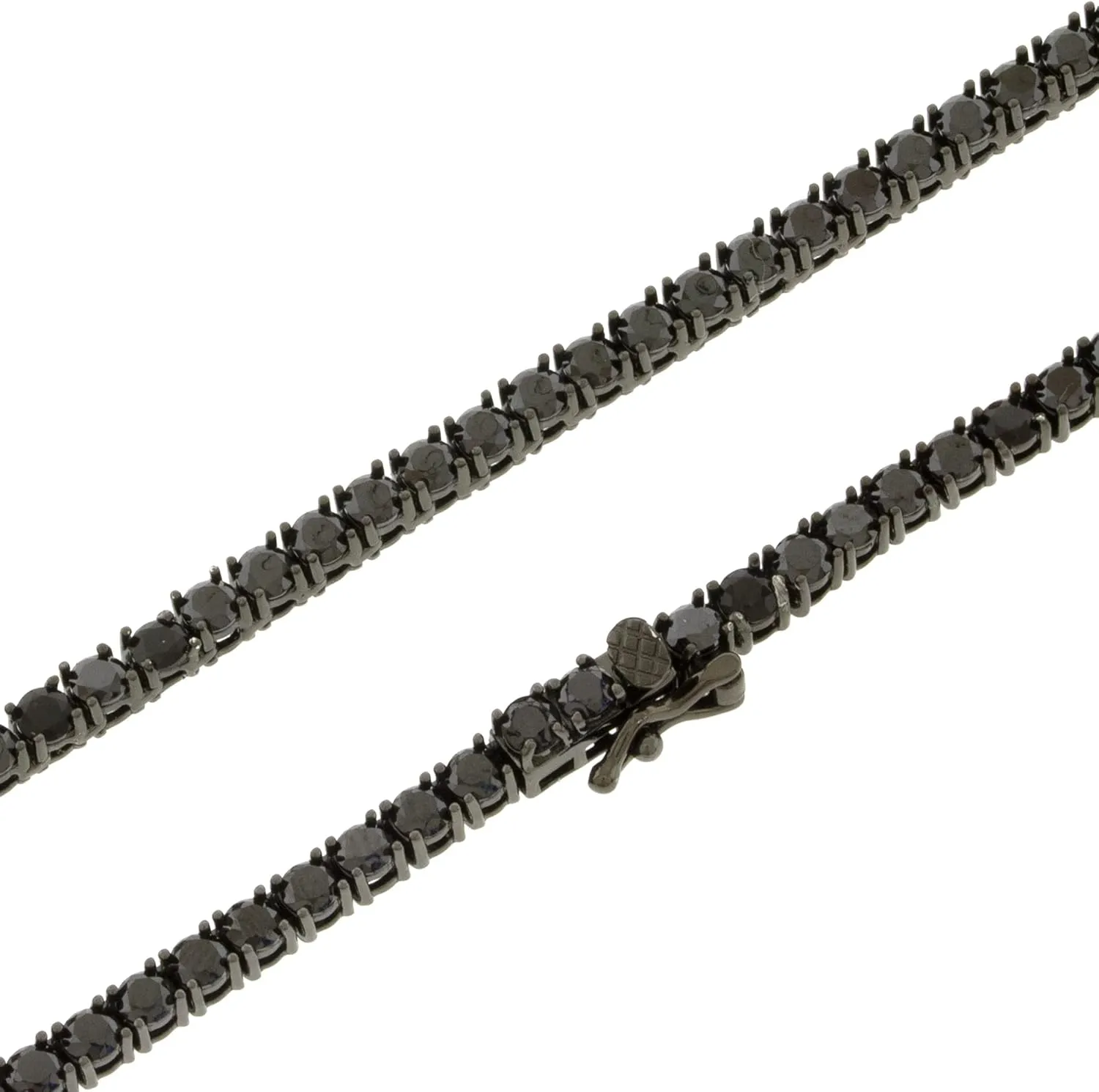 Unisex 1 Row Tennis Necklace Black Finish Lab Created Diamonds 3MM 4MM 5MM 6MM Solitaires Choker Tennis Chain 16-30 inches Bracelet 6.5-9 inches