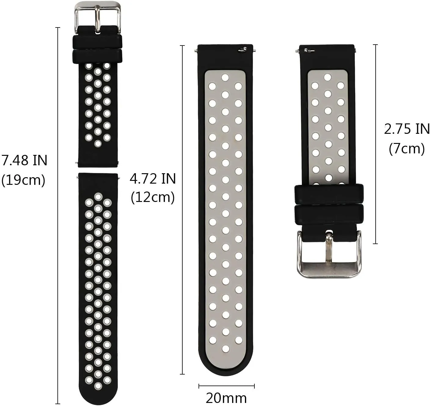 Universal 18mm 20mm 22mm 24mm Width Silicone Watch Band Replacement, Quick Release Rubber Watch Bands for Men & Women