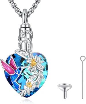 Urn Necklace for Ashes for Women/Men 925 Sterling Silver Cremation Jewelry w/Funnel Filler Memorial Jewelry Gifts