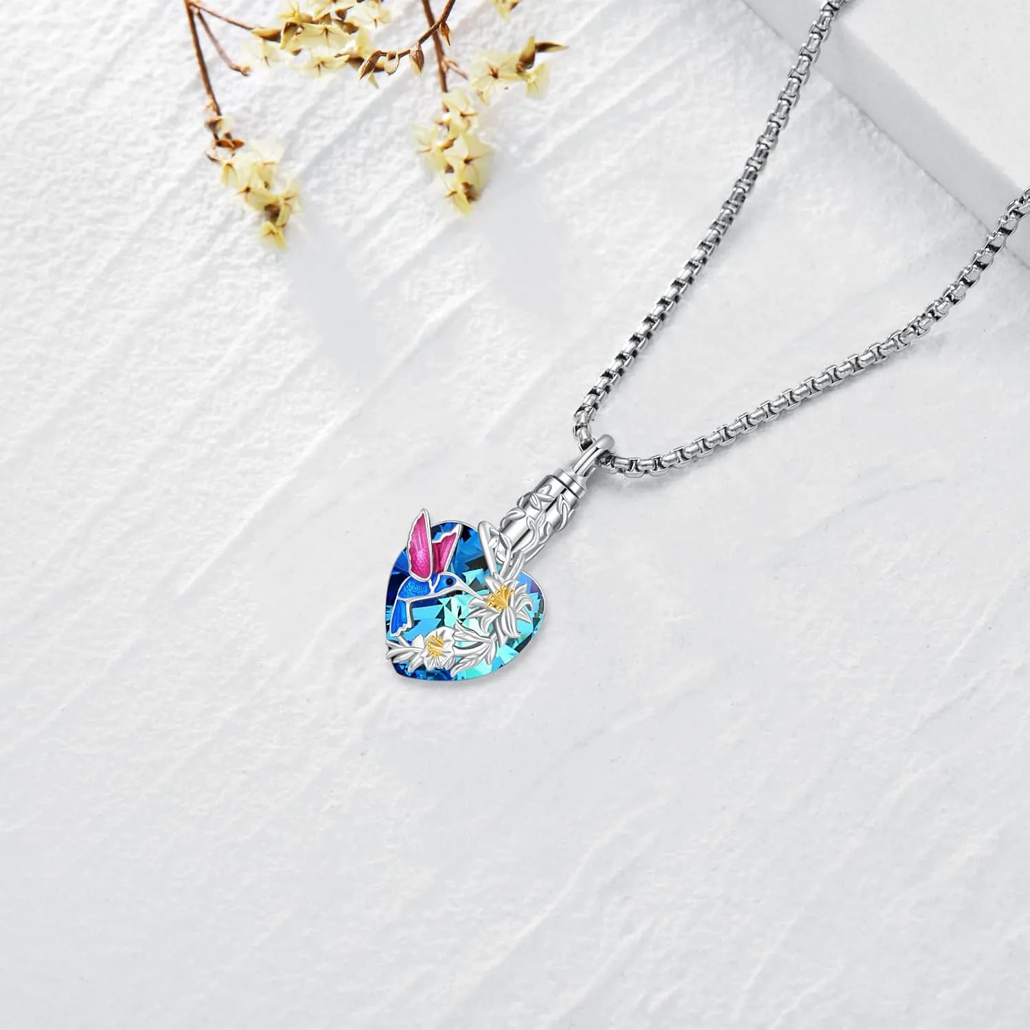 Urn Necklace for Ashes for Women/Men 925 Sterling Silver Cremation Jewelry w/Funnel Filler Memorial Jewelry Gifts