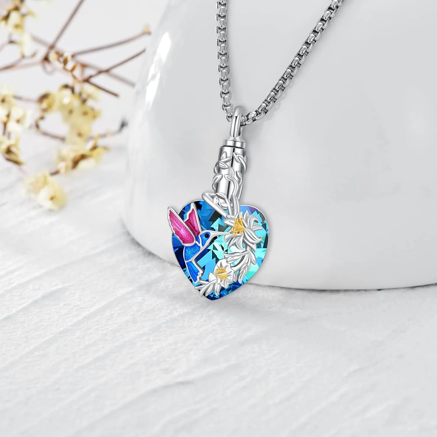Urn Necklace for Ashes for Women/Men 925 Sterling Silver Cremation Jewelry w/Funnel Filler Memorial Jewelry Gifts