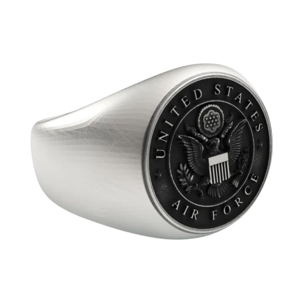 U.S. Air Force Badge Veteran Ring - 925 Sterling Silver, Handcrafted Patriotic Military Jewelry