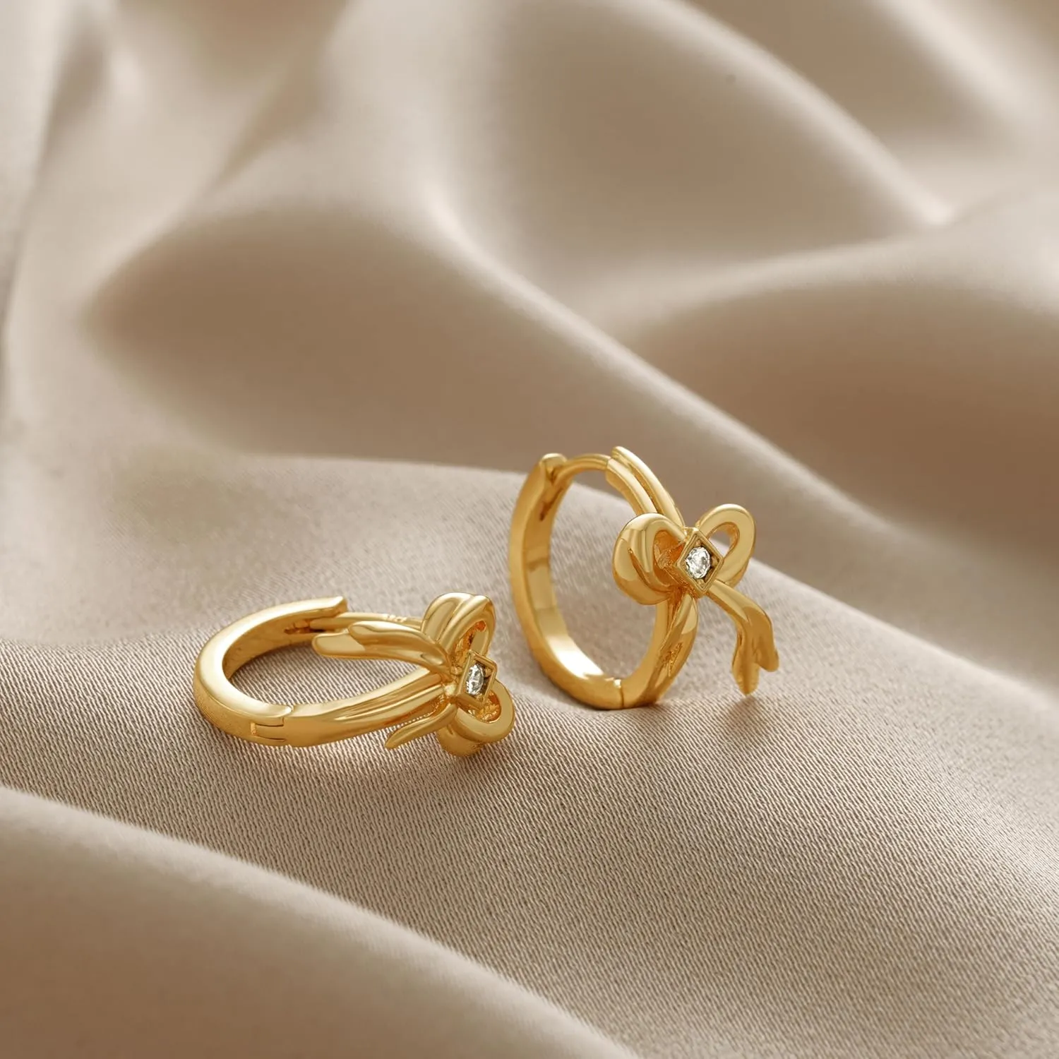VACRONA Cubic Zirconia Huggie Earrings 14k Gold Plated Tiny Earrings Small Huggie Hoop Earrings Simple Lightweight Hoops Gift for Women
