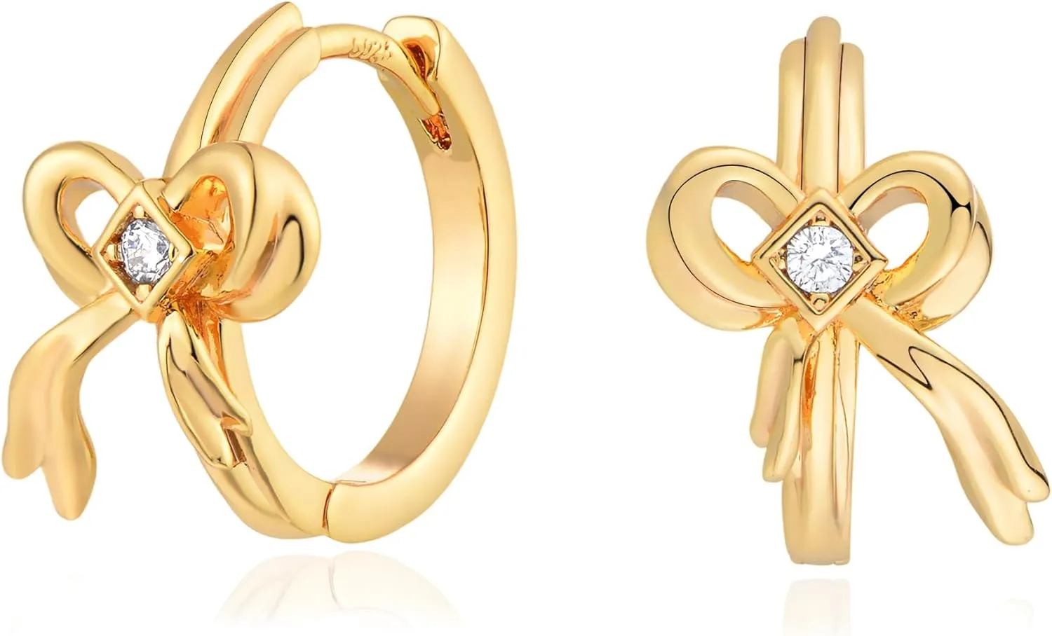 VACRONA Cubic Zirconia Huggie Earrings 14k Gold Plated Tiny Earrings Small Huggie Hoop Earrings Simple Lightweight Hoops Gift for Women