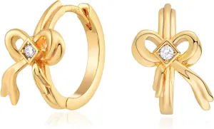 VACRONA Cubic Zirconia Huggie Earrings 14k Gold Plated Tiny Earrings Small Huggie Hoop Earrings Simple Lightweight Hoops Gift for Women