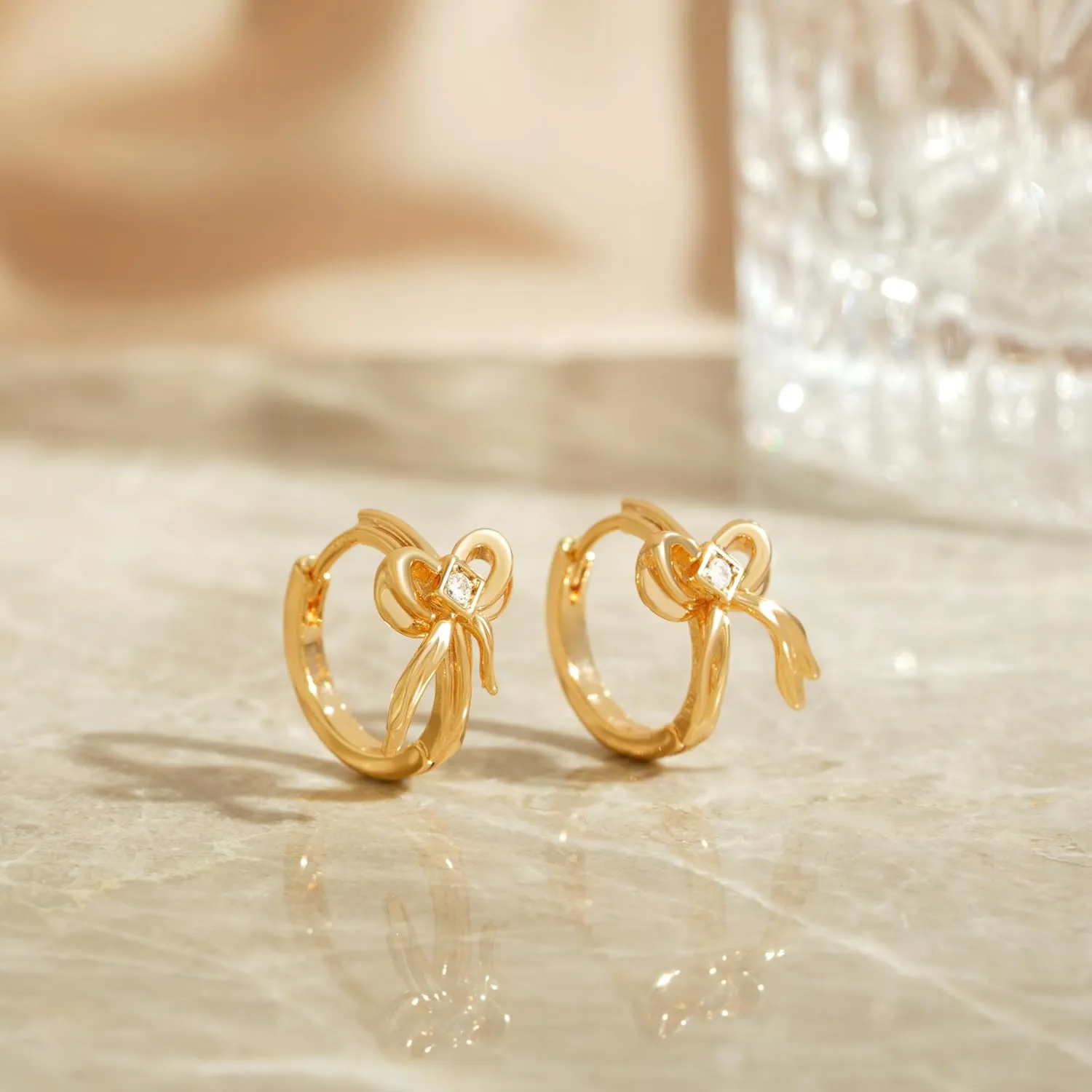 VACRONA Cubic Zirconia Huggie Earrings 14k Gold Plated Tiny Earrings Small Huggie Hoop Earrings Simple Lightweight Hoops Gift for Women