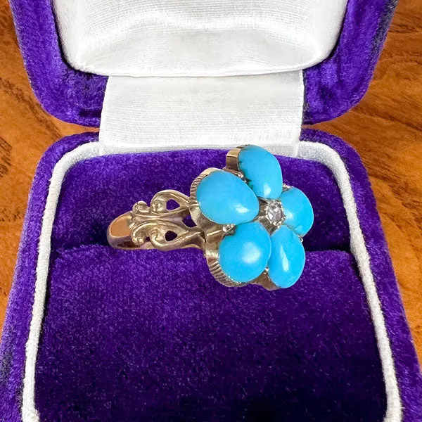 Victorian Rose Cut Diamond & Turquoise Ring